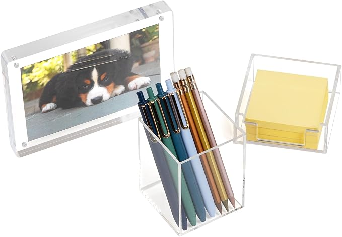 Mind Reader 3-Piece Desk Organizer Set, Pen Holder, Photo Frame and Sticky Note - Image 4