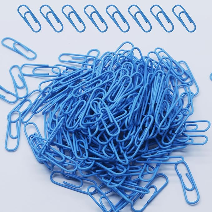 200 Pack Blue Paper Clips Small Paper Clips, 1.1 Inch / 28mm Metal Paperclips by Seimneire