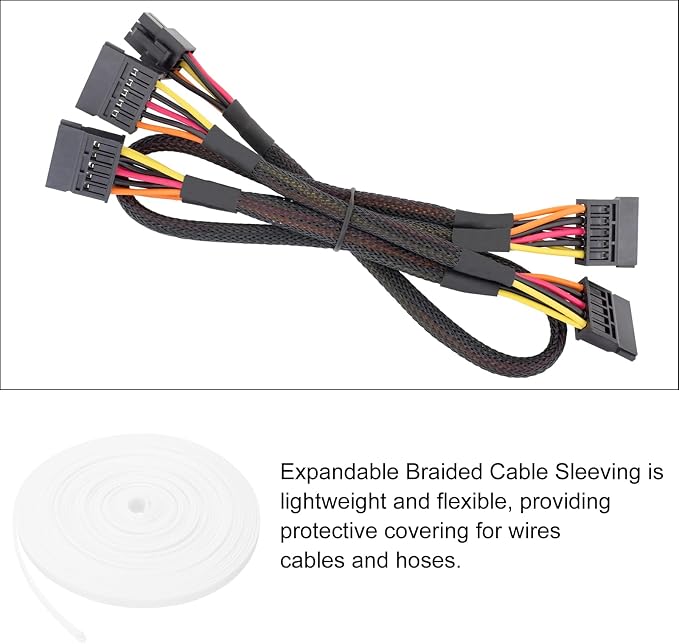 25ft PET Expandable Wire Loom 1/4 Inch, PET Braided Wire Sleeving Cable - Image 5