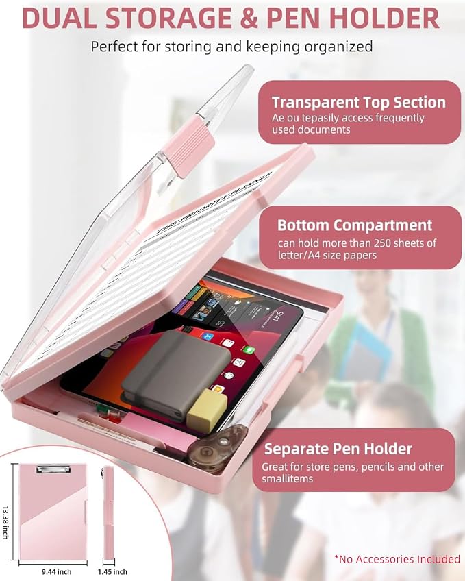 Clearview Clipboard with 2 Storage, Dry Erase 8.5x11 Heavy Duty ClipBoards - Image 3