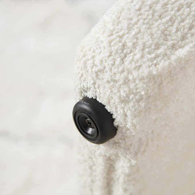 Modern Boucle Ottoman, Vanity Stool Chair, Foot Stool with Wooden Legs Sofa Bench Footstool Extra Seat for Vanity, Makeup Room, Living Room, Entryway, Set 2, White-DeskLoop Office