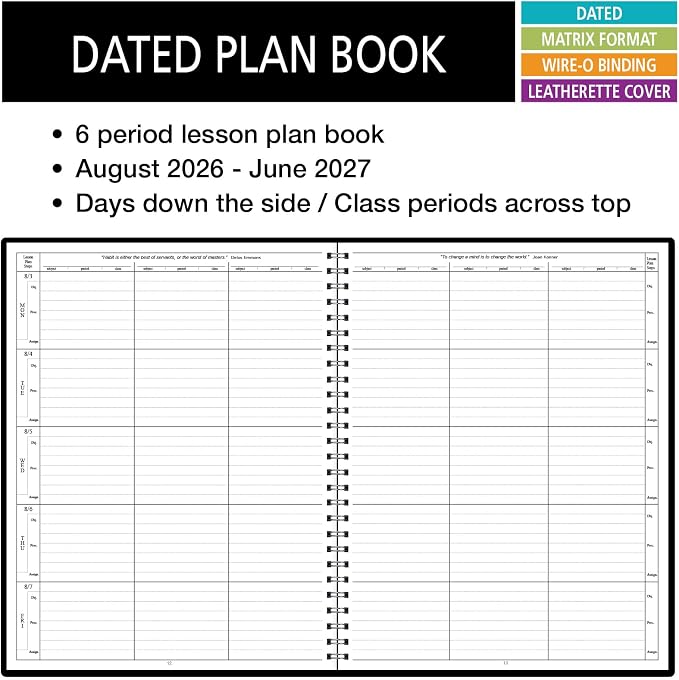 Elan Publishing Company Dated Teacher Lesson Plan 6 Period: Days Vertically - Image 2