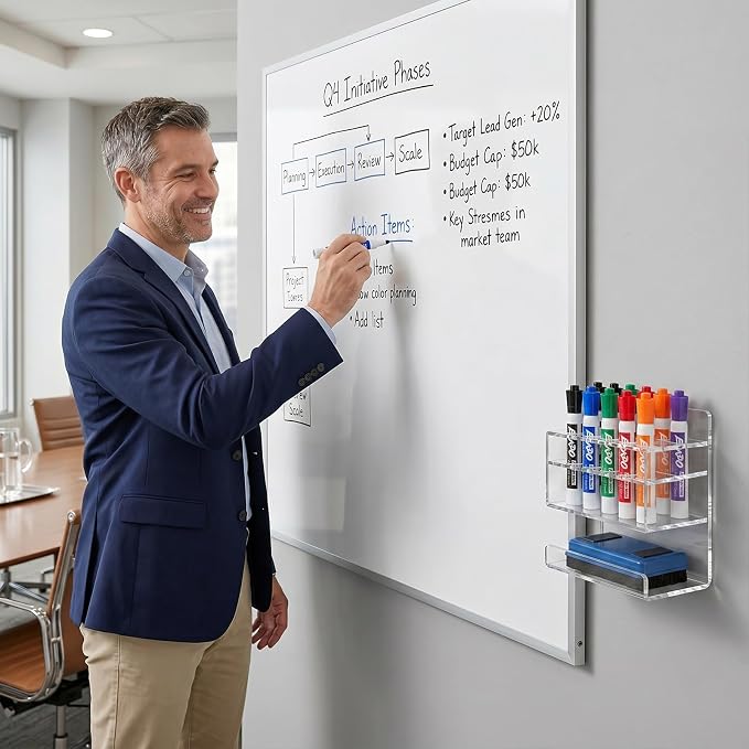 MyGift Dry Erase Marker Holder 10 Slots Whiteboard Marker Holder - Image 7