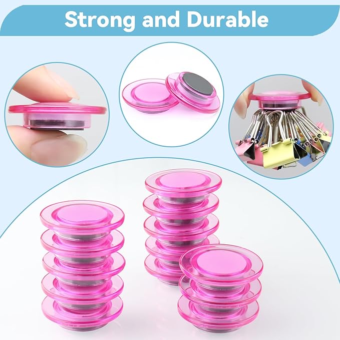 ZDZBLX Fridge Magnets, 28 Pack Magnet Strong Magnets Refrigerator Magnets Small Magnets for Whiteboard, Heavy Duty Magnets Mini Magnets Cute Round Magnets for Fridge, Locker, Classroom, Office (Pink)-DeskLoop Office