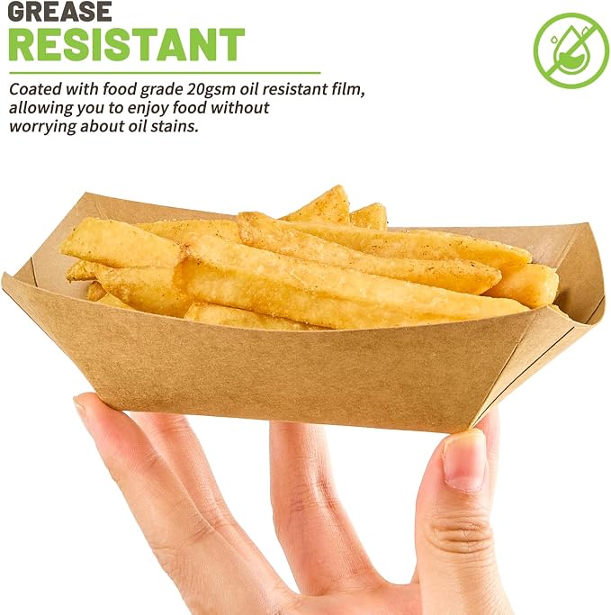 ZORRITA Small Paper Food Trays, 1/2 Lb, 200 Pack, Disposable | Mini Brown Paper - Image 4