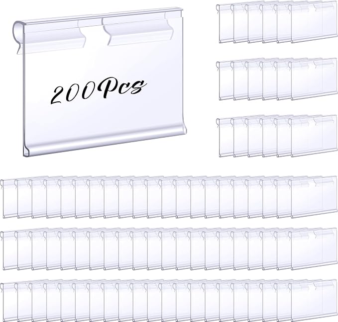 Tatuo 200 Pcs Reusable Plastic Wire Shelf Label Holders, Price Card Sign by Tatuo