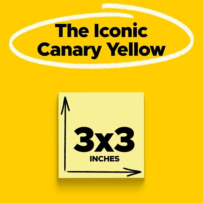 Post-it Notes, 3 in x 3 in, 24 Sticky Notes Pads, The Iconic Canary Yellow Note - Image 3