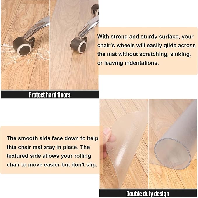 AiBOB Office Chair Mat for Hardwood Floor, 45 X 53 inches, Hard Floor Chair - Image 3