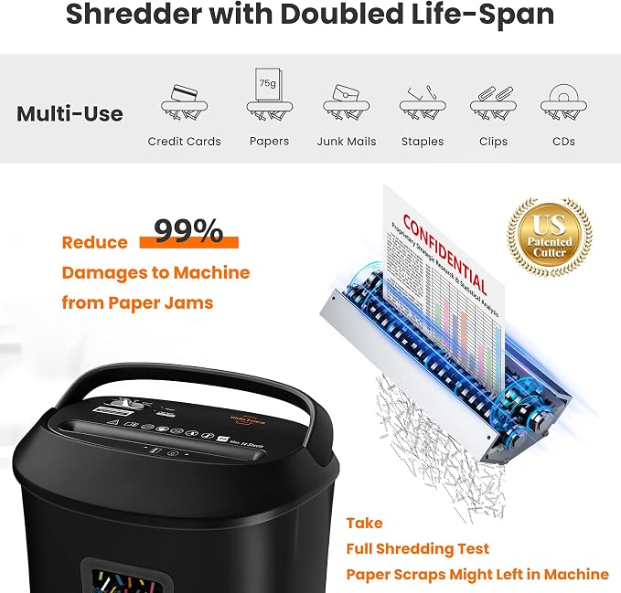 VidaTeco Paper Shredder 58dB 14-Sheet Cross-Cut Shredder - Image 3