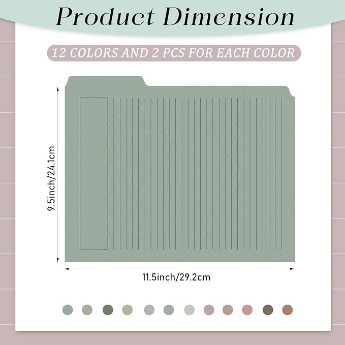 Cholemy 24 Pack Manila Lined Decorative File Folders, Letter Size, 1/3 Cut Tab - Image 2