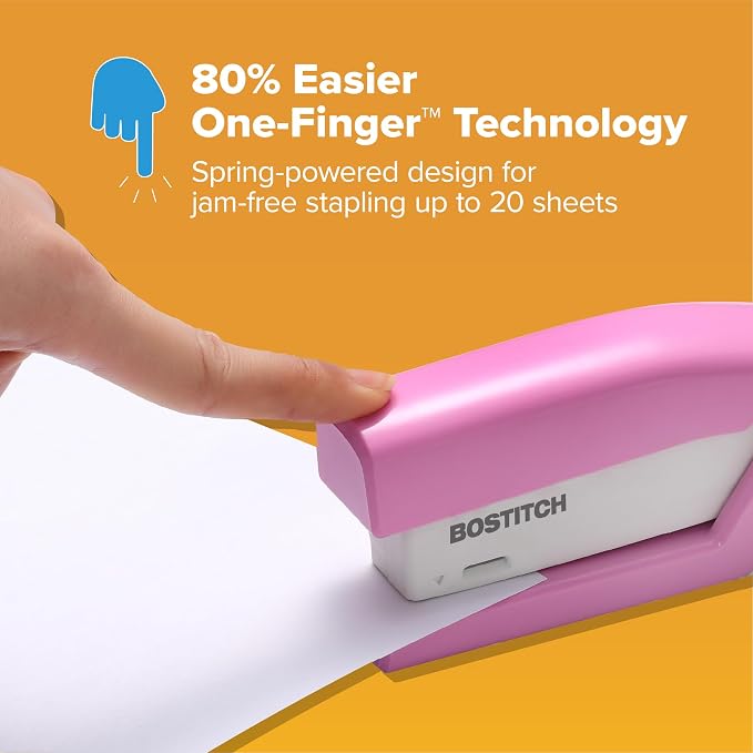 Bostitch Office InCourage Spring-Powered Compact Stapler, Half Strip, 20 Sheet - Image 8
