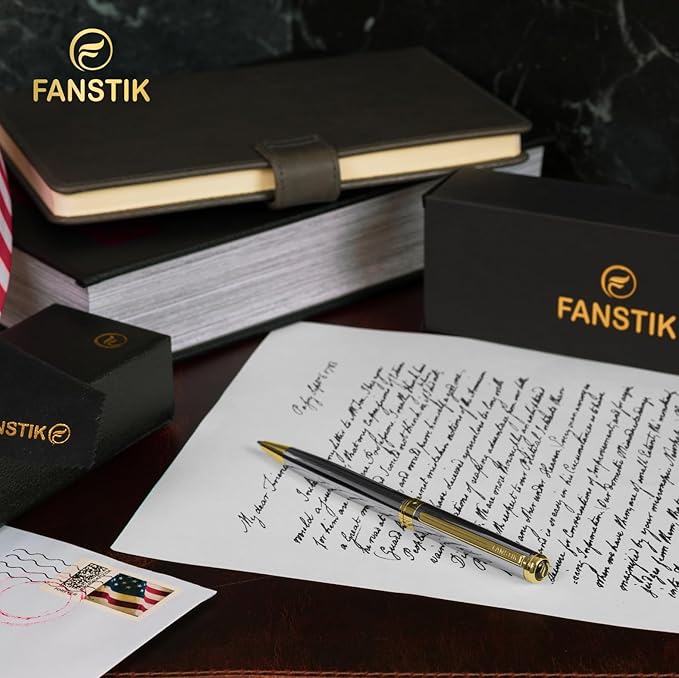 Customized Silver&Gold Luxury ballpoint pen (Made In USA) fancy gift set for women, Real 24K Gold Plating, Professional executive pen gift set for men (Lux Custom-BallPoint Silver-Gold)-DeskLoop Office