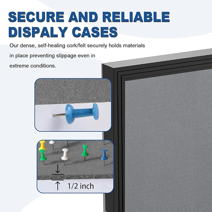 Weatherproof Enclosed Bulletin Board 44x32 Inch, Lockable Wall-Mounted Outdoor Grey Felt Noticeboard, Aluminum Frame Weather-Resistant Display Case for Office, School, Community-DeskLoop Office