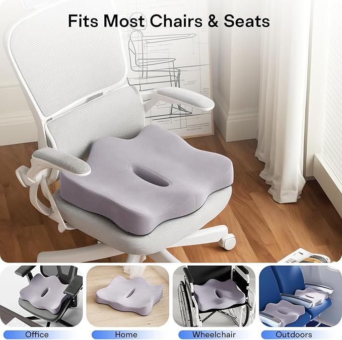 Seat Cushions for Office Chairs - Pressure Relief Seat Cushion - Car Seat Cushions for Pressure Relief, Tailbone Pain, Sciatica & Back Pain Relief for Office Chairs (Purple)-DeskLoop Office