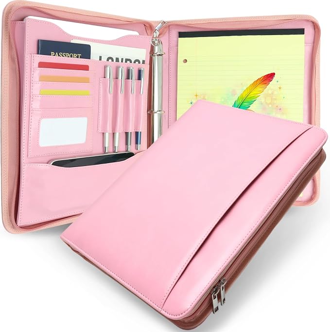 Faux Leather Zippered Padfolio by FORTAVEM