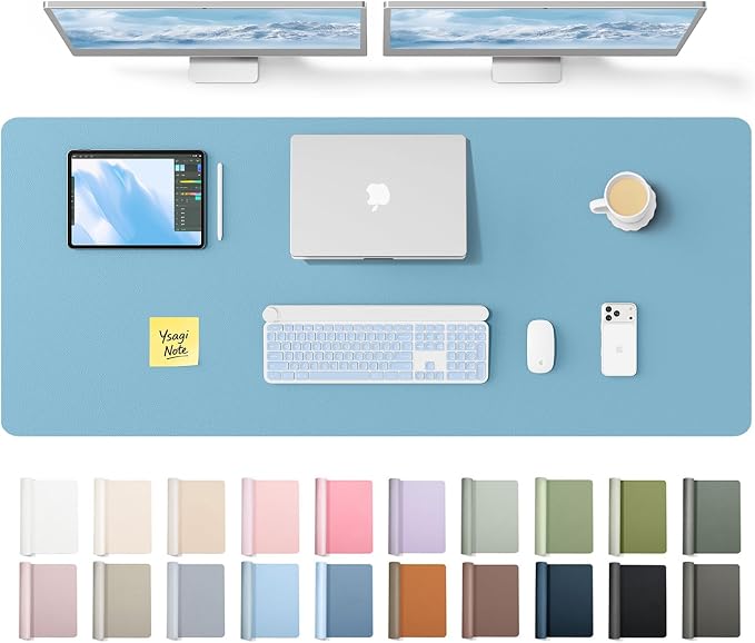 YSAGi Leather Desk Pad Protector, Office Desk Mat, Large Mouse Pad, Non-Slip PU by YSAGi