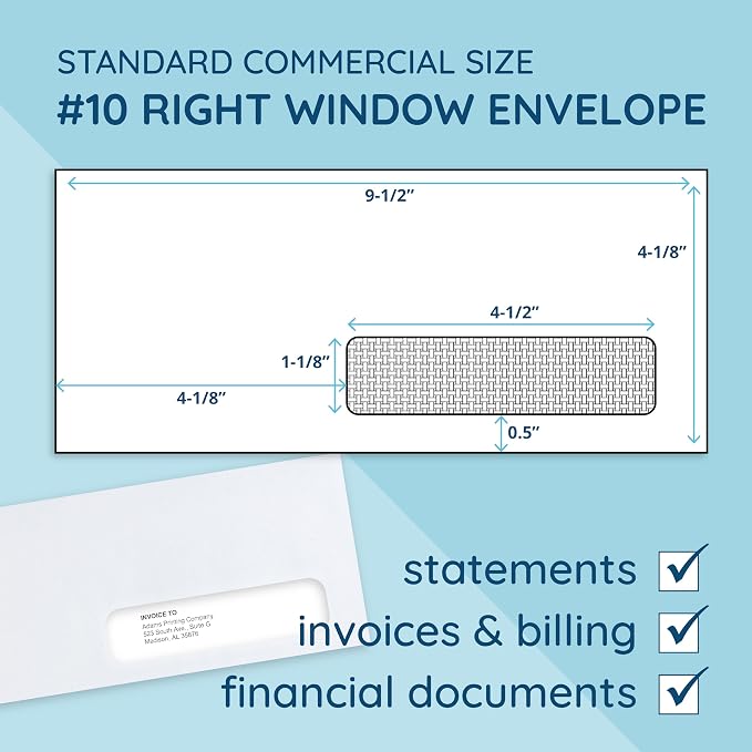 500 Self Seal Number 10 Single Right Window Envelopes - Image 4
