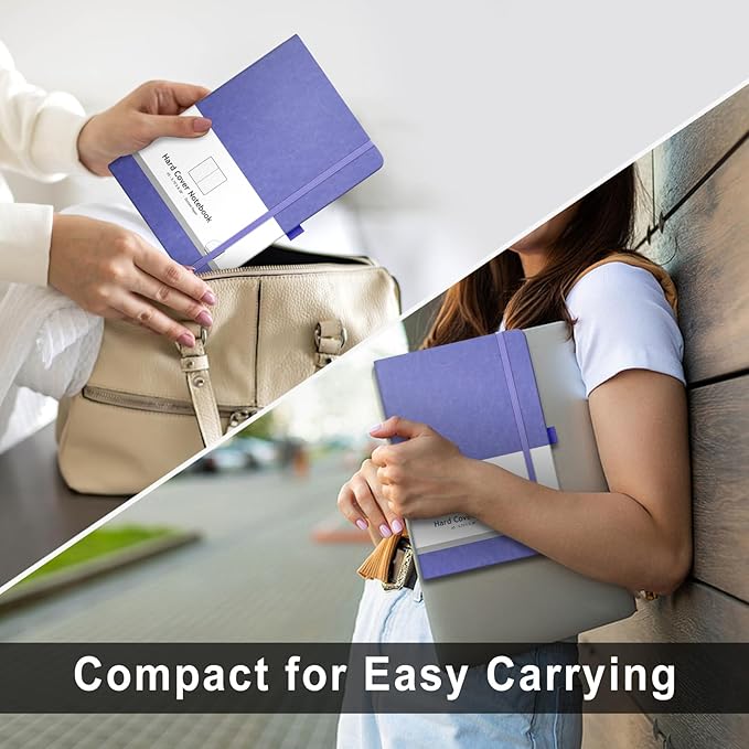 AHGXG Bullet Dotted Journal - 320 Numbered Pages Dot Grid Notebook A5 Thick Journal, 100gsm Thick Dotted Paper, Leather Hardcover,Inner Pocket, 5.75'' × 8.38''-Light Purple-DeskLoop Office