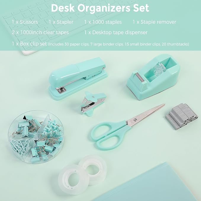 SKYDUE Teal Office Supplies Set - Image 3
