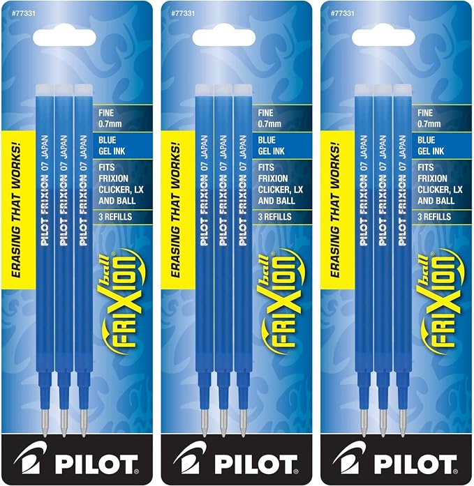 Pilot Gel Ink Refills for FriXion Erasable Gel Ink Pen, Fine Point, 3 Packs 9 by PilotCorporationofAmerica