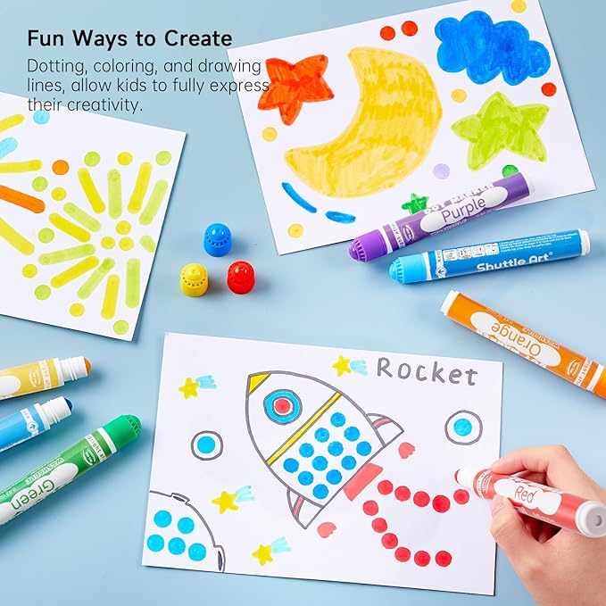 Shuttle Art Dot Markers, 15 Colors Washable Dot Markers for Toddlers,Bingo Daubers Supplies for Kids Preschool Children, Non Toxic Water-Based Bingo Daubers-DeskLoop Office