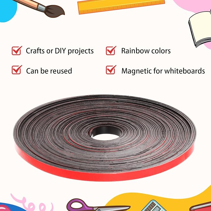 AmazingSpark Magnetic Tape Roll Thin Strips, 1/4 Inch x 33 Feet Magnetic Board - Image 4