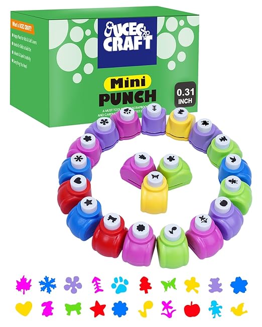 UCEC 20PCS Mini Hole Punch Shapes, Star Heart Paper Punches by UCEC