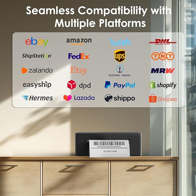 Shipping Thermal Label Printer, 4x6 Portable Label Printer, Bluetooth Label Maker for Small Business, Support iPhone,Android,Windows,Mac,Chromebook,Works with USPS, Ebay,Shopify&More, Black-DeskLoop Office