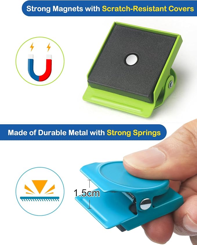 VICNOVA Magnetic Clips, 24 Pieces Magnetic Metal Chip Clips Fridge Magnets - Image 3