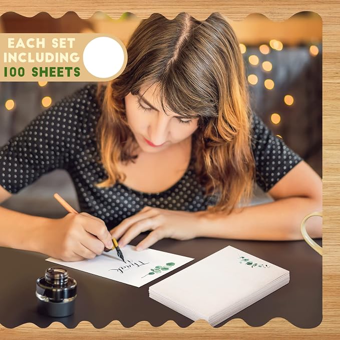 Spiareal 100 Pcs Greenery Note Cards 4x6in, Eucalyptus Leaves Blank Note - Image 2
