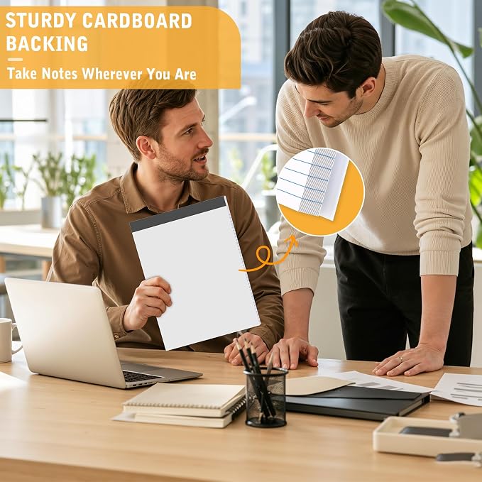 2 Pack 8.5 x 11 Inch White Legal Pads, College Ruled Writing Pads - Image 5
