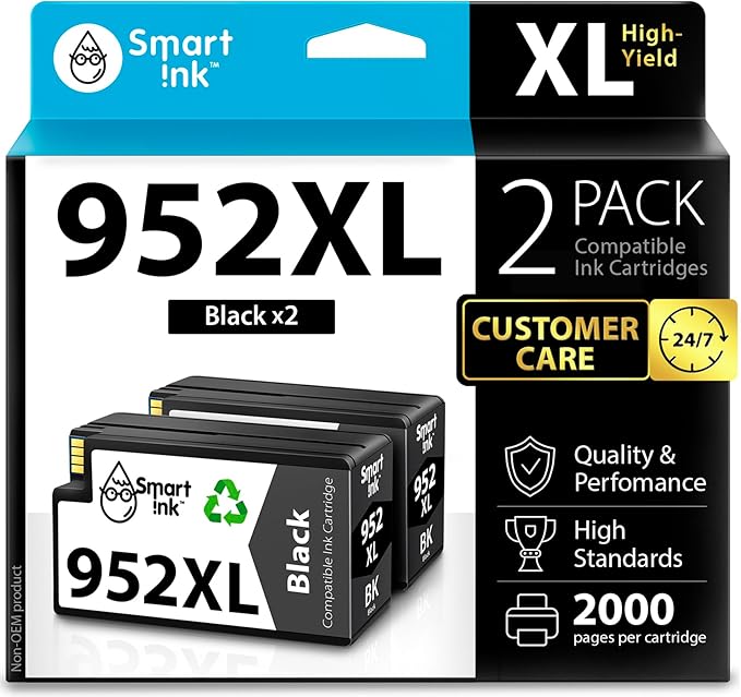 Smart Ink Compatible Ink Cartridges Replacement for HP 952XL HP 952 XL (2 Black Combo Pack) to use with HP Printer OfficeJet Pro 8710 7740 8720 8715 8210 7720 8740 8725 8700 OfficeJet 8702-DeskLoop Office