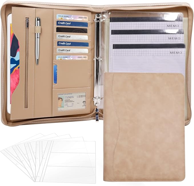 3-Ring Padfolio Portfolio Binder Organizer, PU Leather Folder Binder Business by Sbrinnaliao