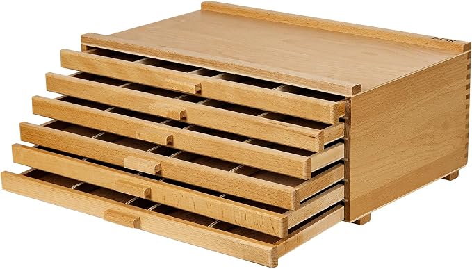 DJAR 6-Drawer Beech Wood Art Supply Storage Box by DJARARTTOOL