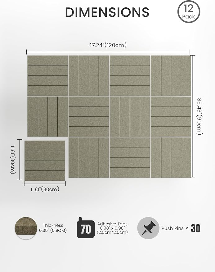 Bumusty Large Cork Board Alternative-48 x 36" Felt Bulletin Board Tiles - Image 2