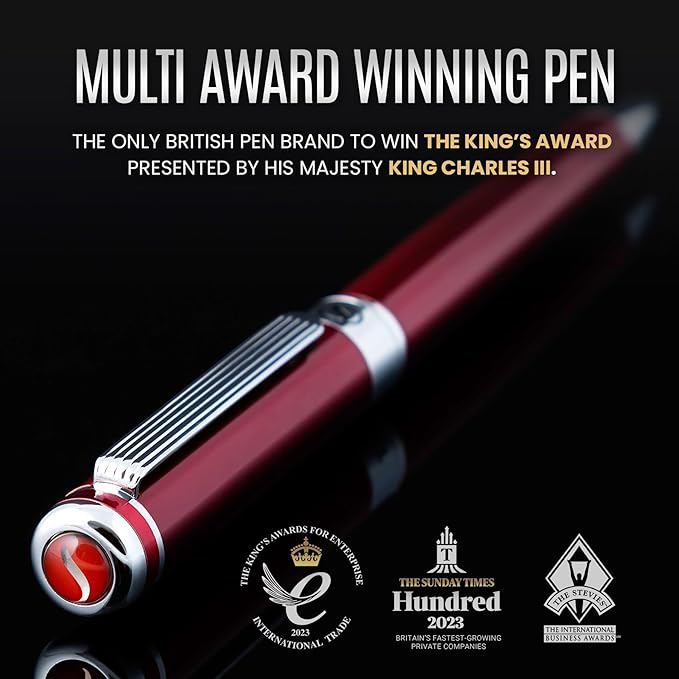 Scriveiner Deep Crimson Ballpoint Pen - Stunning Red Lacquer Luxury Pen, Chrome Finish, Schmidt Black Refill, Best Ball Pen Gift Set for Men & Women, Professional Executive Office, Nice Designer Pen-DeskLoop Office
