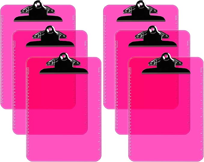Pack of 6 Plastic Clipboards by DAVISGROUP