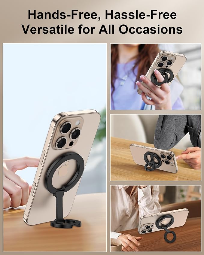 MagSafe Phone Grip Holder Dual-Sided Magnetic Finger Ring Adjustable Kickstand - Image 5