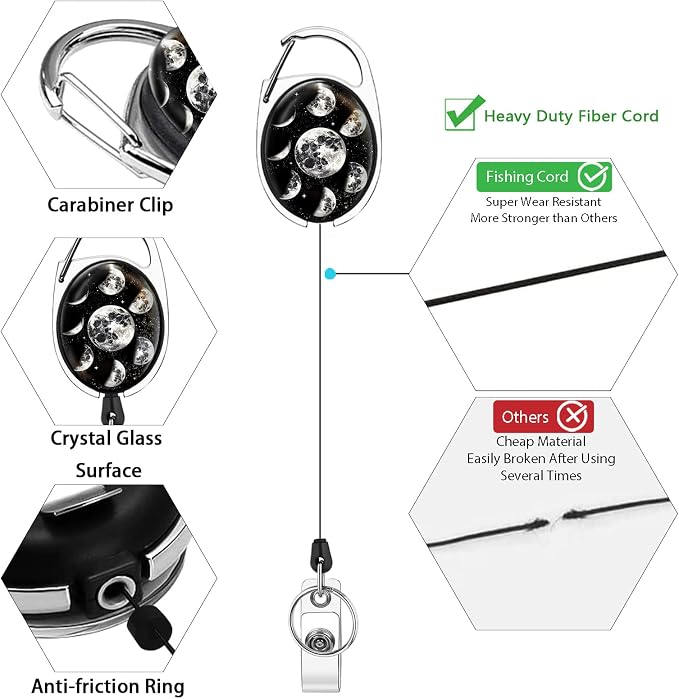 Moon Planet Teacher Lanyards for Id Badges and Keys, Retractable ID Badge Holder - Image 6