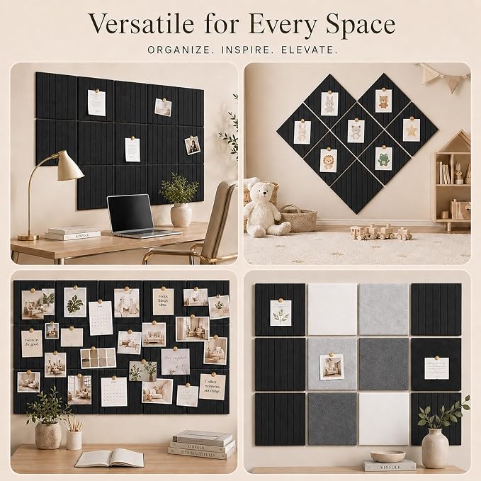 Stripe Felt Bulletin Board Tiles, Cork Board Alternative 48 x 36 in | 0.35 in - Image 6