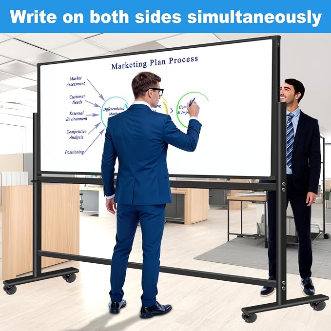 BSTPCOO Large Rolling Dry Erase Board 72 x 40, Double Sided Easel Whiteboard - Image 2