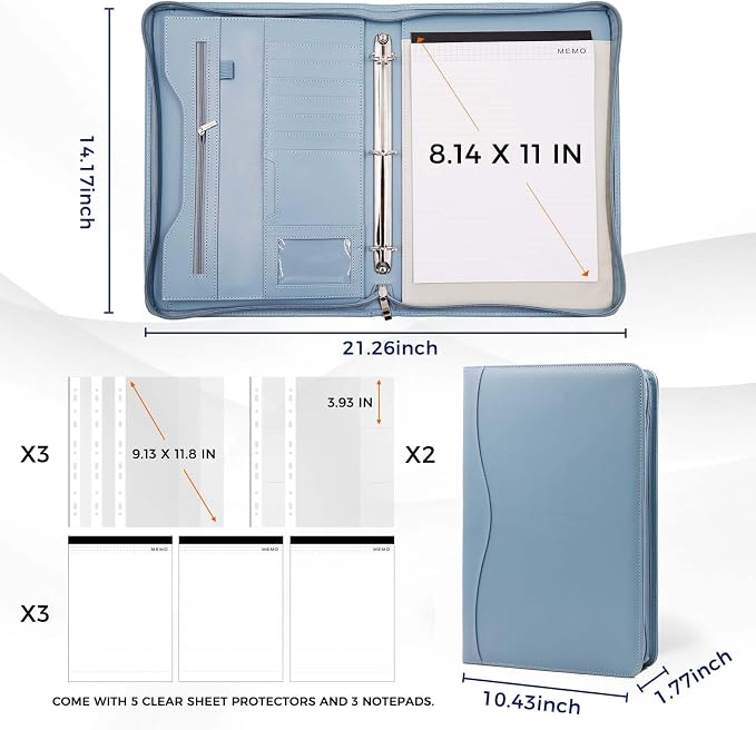 Padfolio Portfolio Folder Binder-Organizer Planner Notebook Zippered Portfolio - Image 4