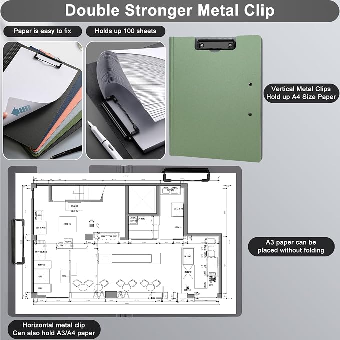 SFLHHDM 2 PCS Clipboards Foldable, Folding 360°Cover Folder Clipboard, Plastic - Image 2