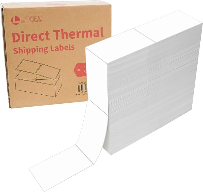 L LIKED 4 x 6 Thermal Labels Fanfold, 5000 White Shipping Mailing Labels by LLIKED