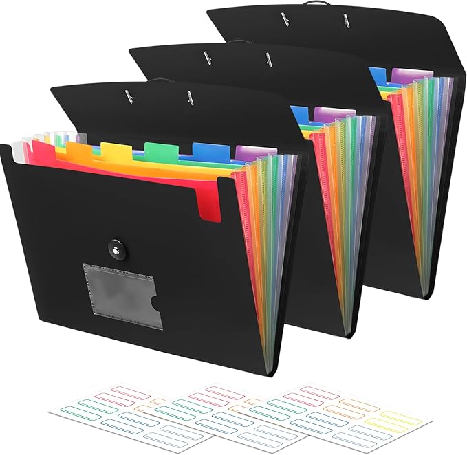 Accordian File Organizer 7 Pocket Expanding File Folder by RIEJIN