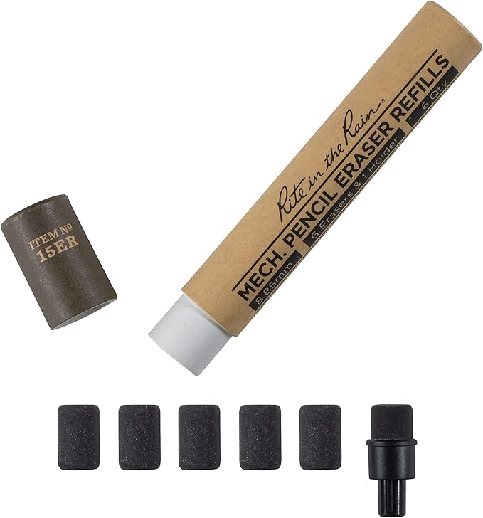 Rite in the Rain Weatherproof Eraser Refill Pack, 6 pack, fits 15 series Rite by RiteintheRain
