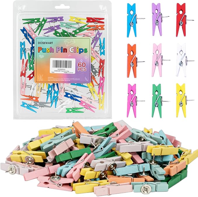 Push Pin Clips for Cork Board, Office and Home by DOSEWART