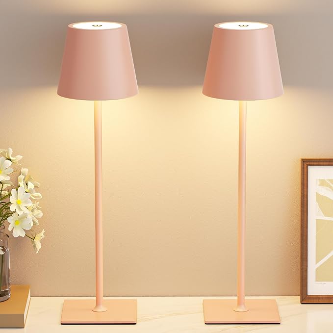 Kakanuo Pink Cordless Rechargeable Table Lamp 5000mAh Battery Operated Lamps - Image 8