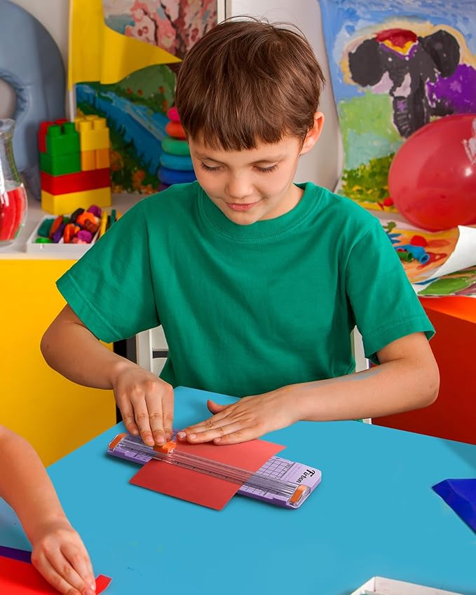 Firbon Purple A5 Paper Cutter, Straight Small Paper Trimmer with Side Ruler for Scrapbooking Craft, Paper, Coupon, Label, Cardstock-DeskLoop Office