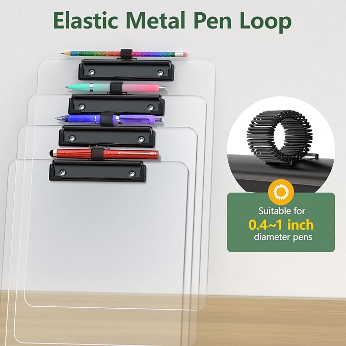Clear Clipboard with Pen Holder, 8.5 x 11 Clip Boards | Black Low Profile Clip - Image 3